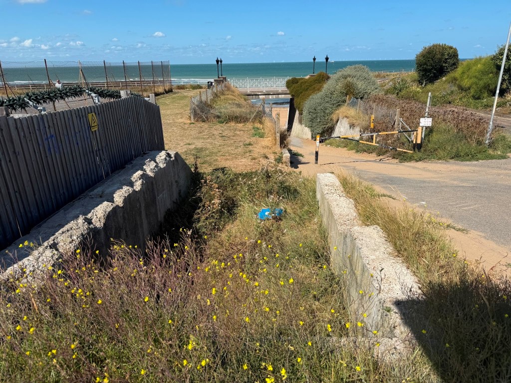 Lot: 125 - PLOT WITH POTENTIAL CLOSE TO BEACH AND SEAFRONT - View of site and slipway to the beach